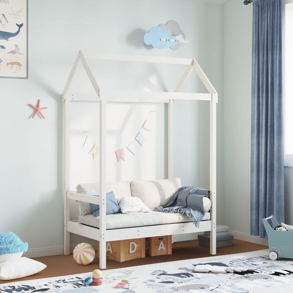 vidaXL Bench with Roof White 117.5x70x176.5 cm Solid Wood Pine