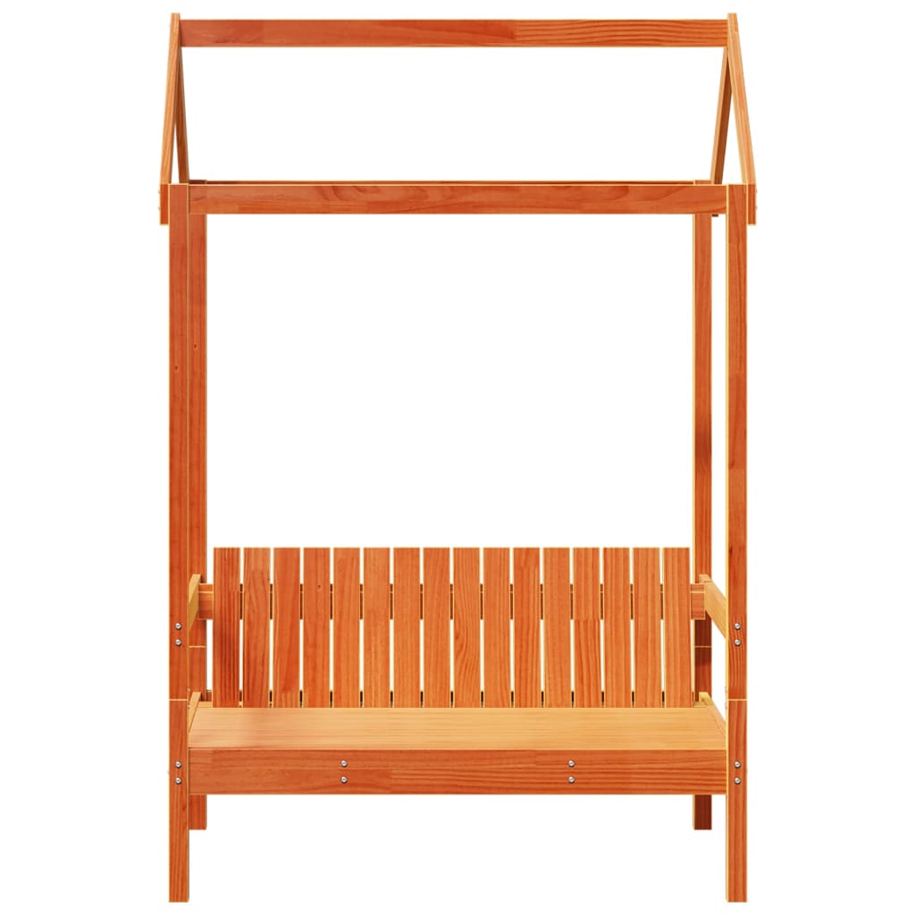 vidaXL Bench with Roof Wax Brown 117.5x70x176.5 cm Solid Wood Pine