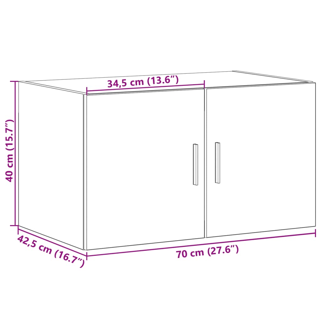 vidaXL Wall Cabinet Sonoma Oak 70x42.5x40 cm Engineered Wood