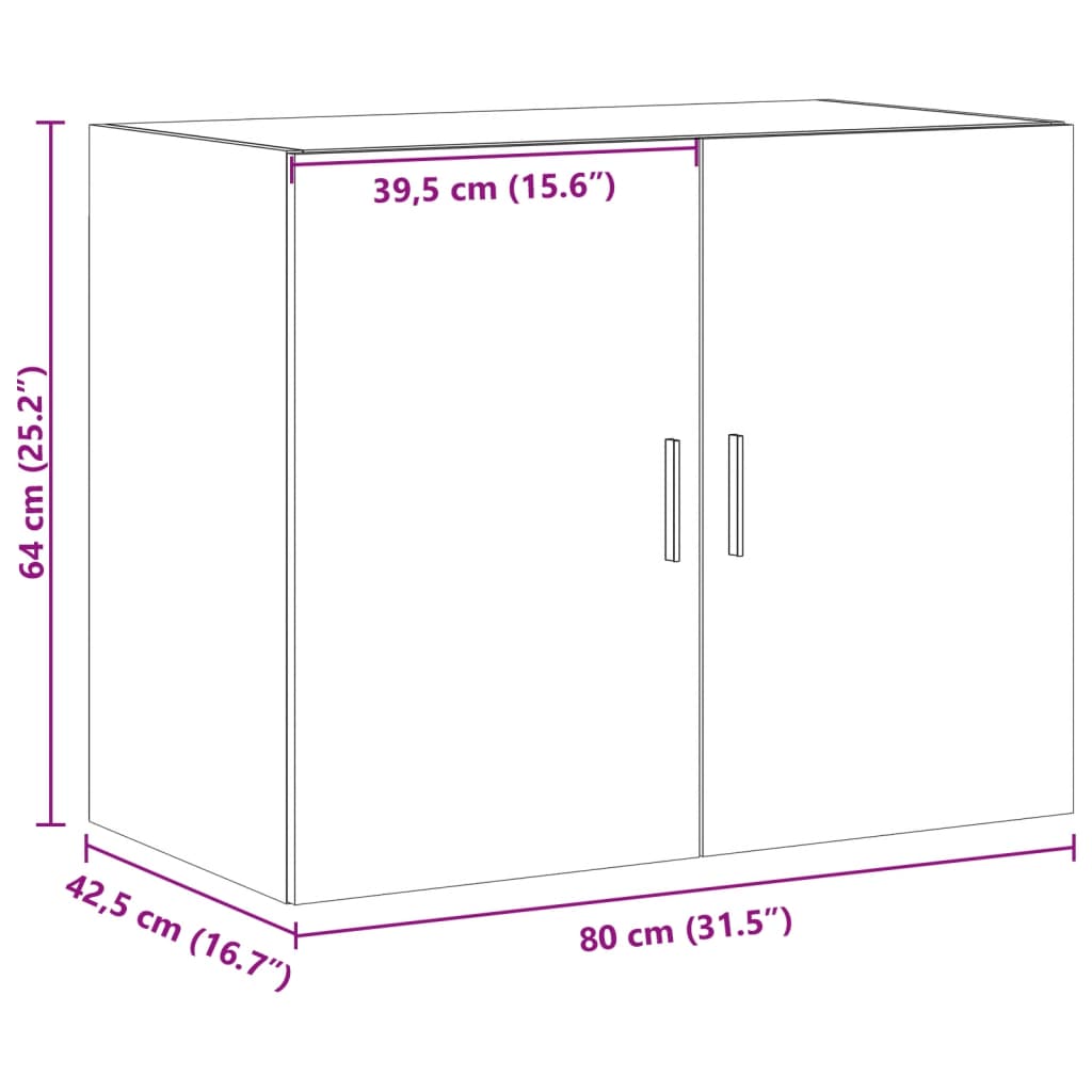 vidaXL Wall Cabinet White 80x42.5x64 cm Engineered Wood