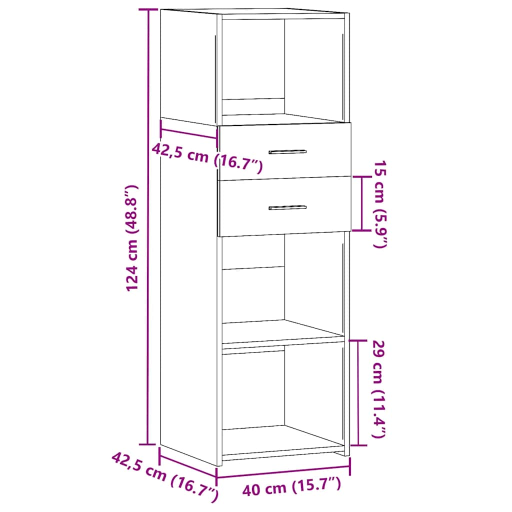 Highboard Concrete Grey 40x42.5x124 cm Engineered Wood