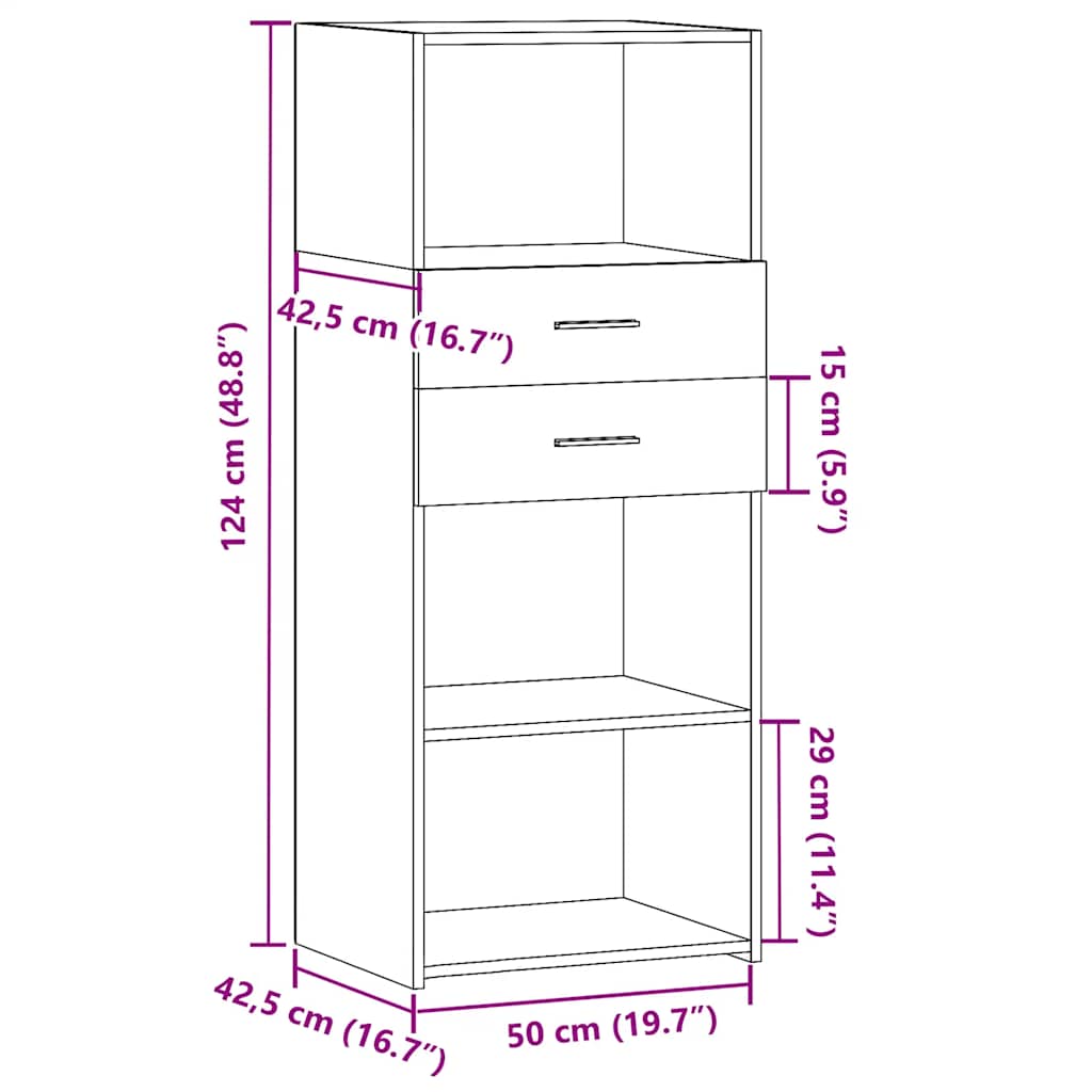 Highboard Smoked Oak 50x42.5x124 cm Engineered Wood