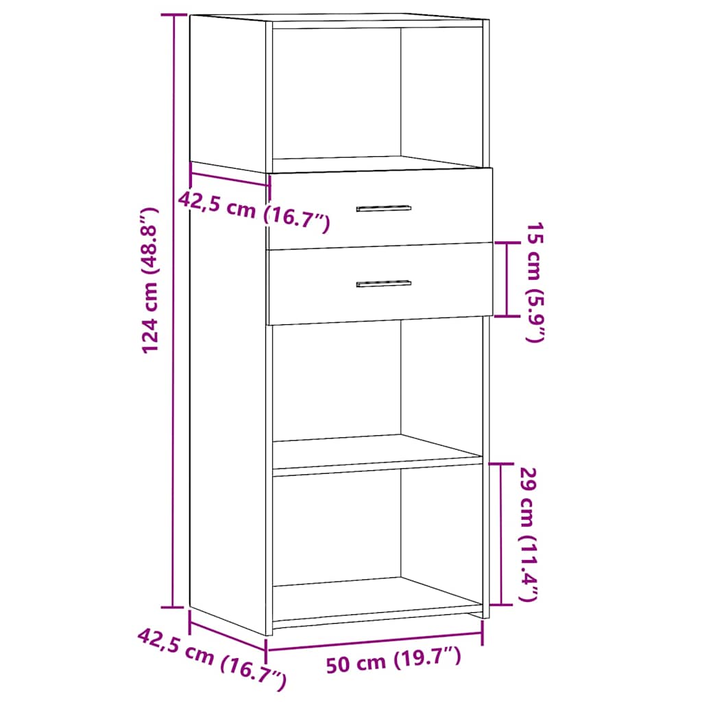 Highboard Brown Oak 50x42.5x124 cm Engineered Wood