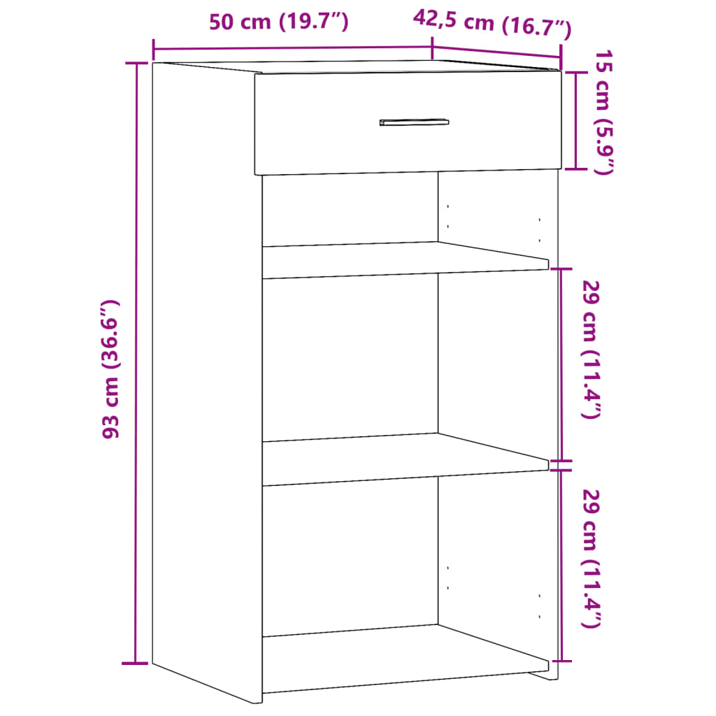 vidaXL Sideboard Concrete Grey 50x42.5x93 cm Engineered Wood