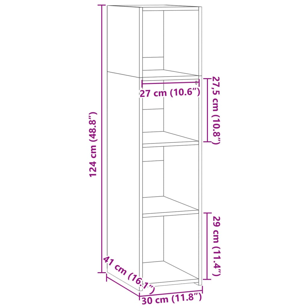 Highboard Grey Sonoma 30x41x124 cm Engineered Wood