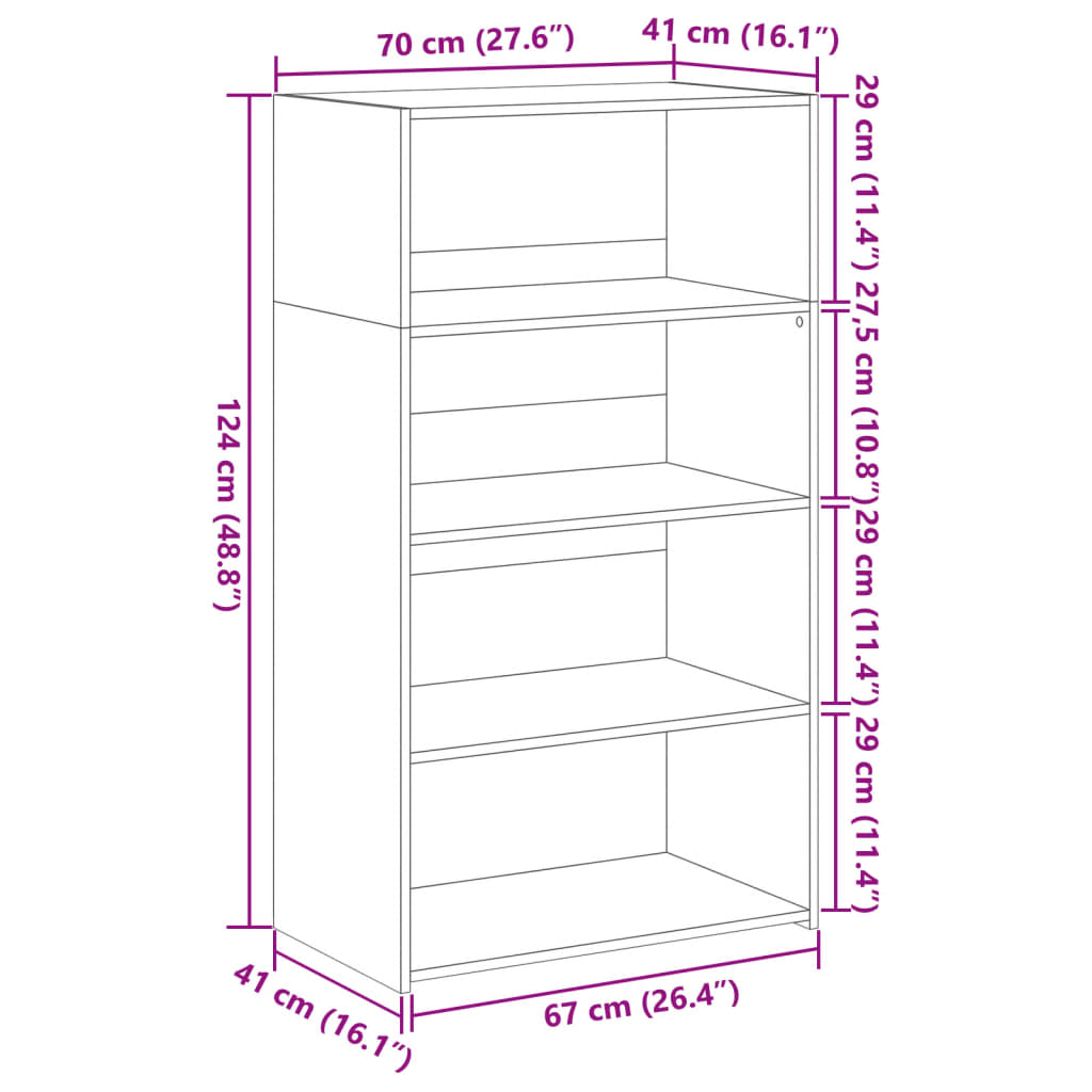 Highboard Concrete Grey 70x41x124 cm Engineered Wood