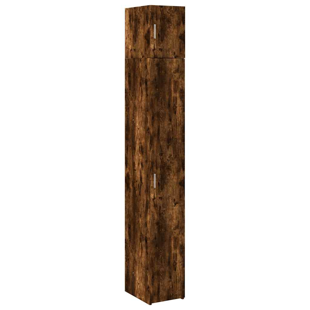 Slim Storage Cabinet Smoked Oak 30x42,5x225 cm Engineered Wood