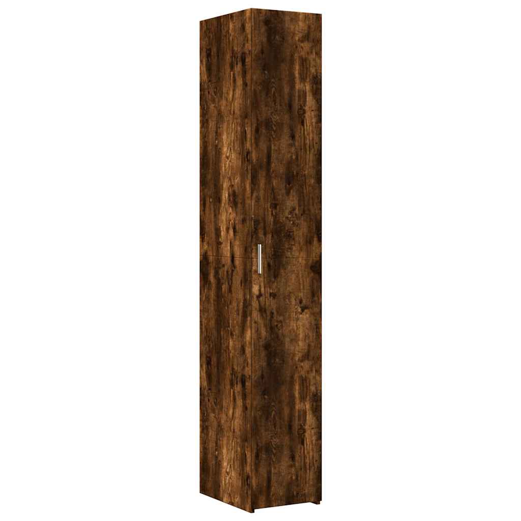 Slim Storage Cabinet Smoked Oak 30x42,5x225 cm Engineered Wood