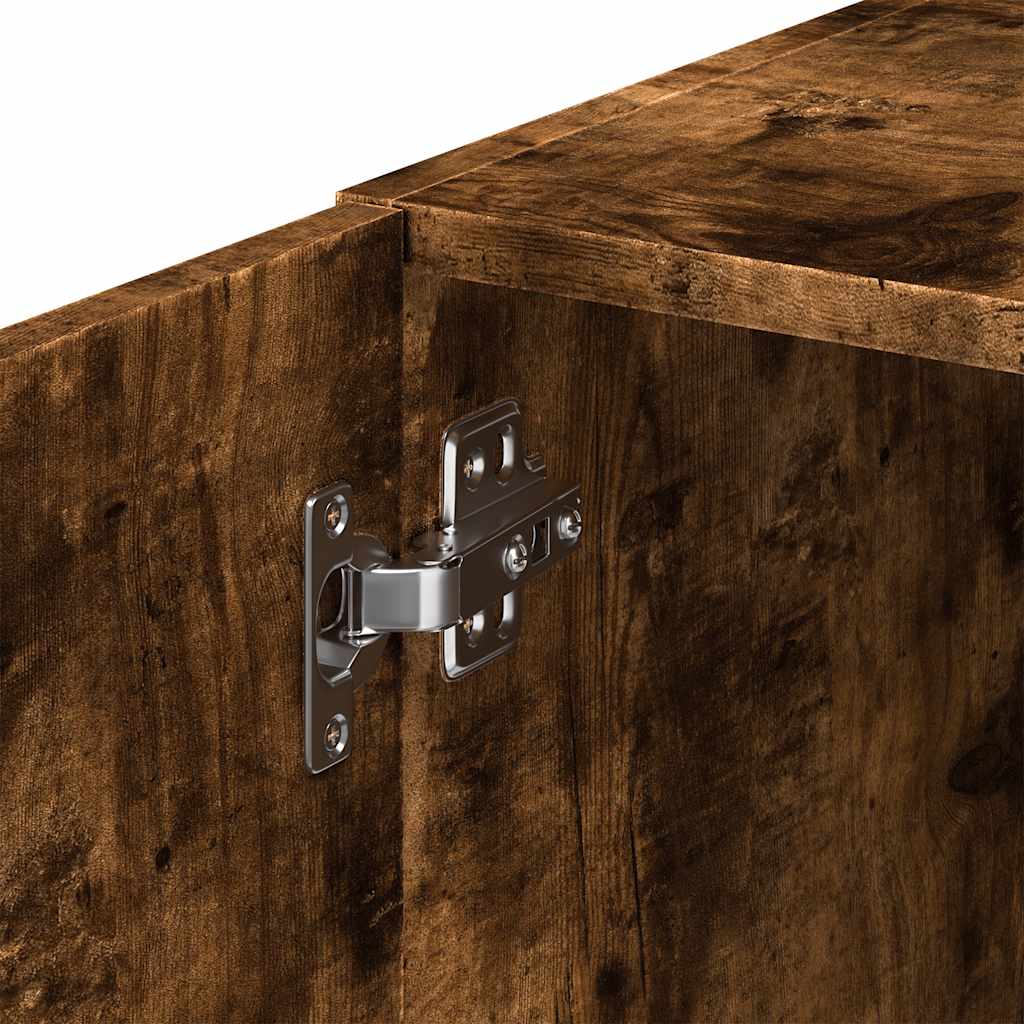 Slim Storage Cabinet Smoked Oak 30x42,5x225 cm Engineered Wood