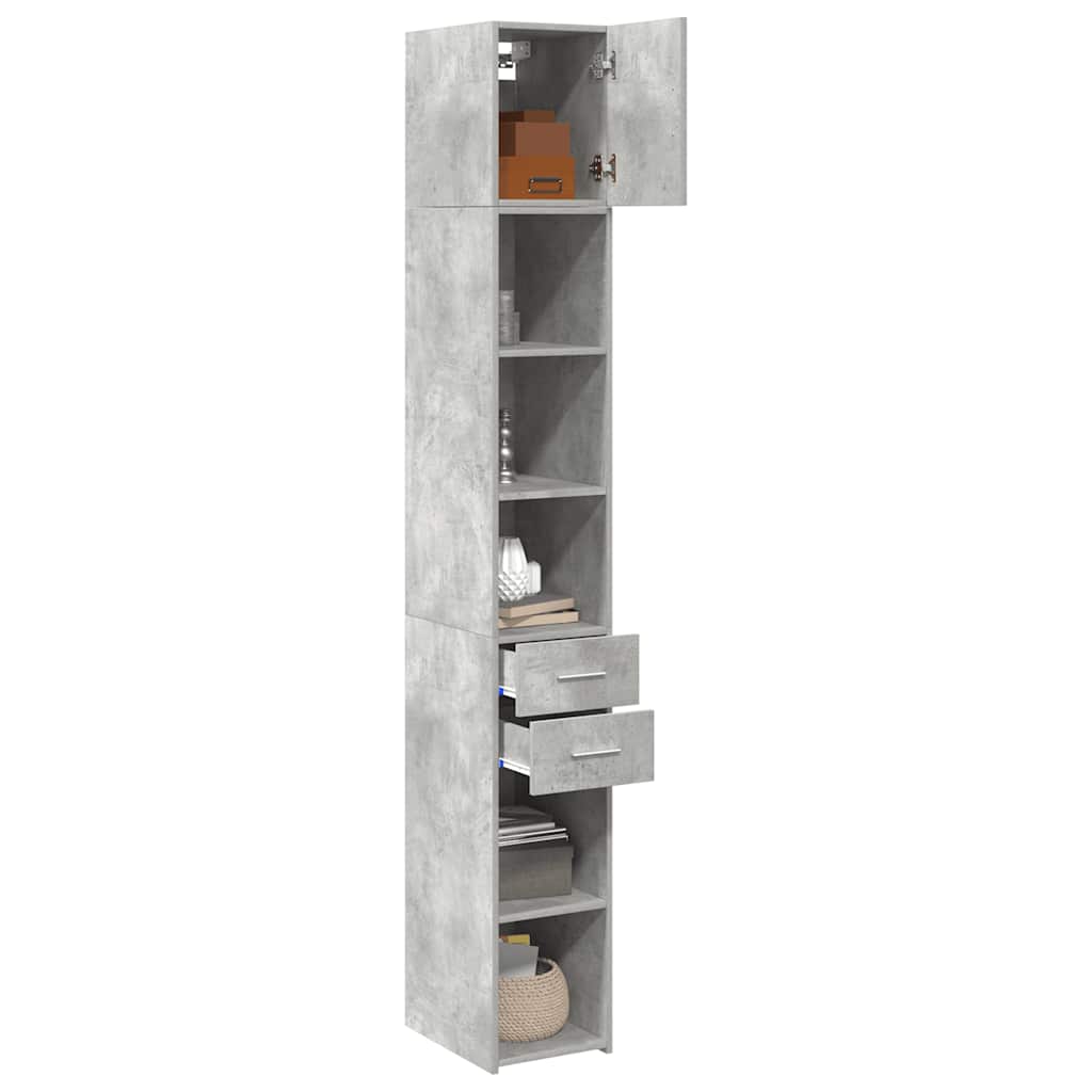 Slim Storage Cabinet Concrete Grey 30x42.5x225 cm
