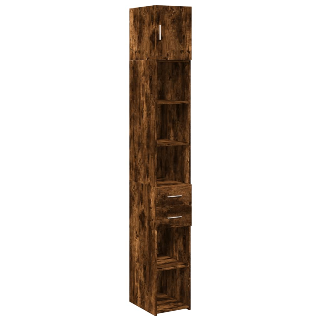 Slim Storage Cabinet Smoked Oak 30x42,5x225 cm Engineered Wood