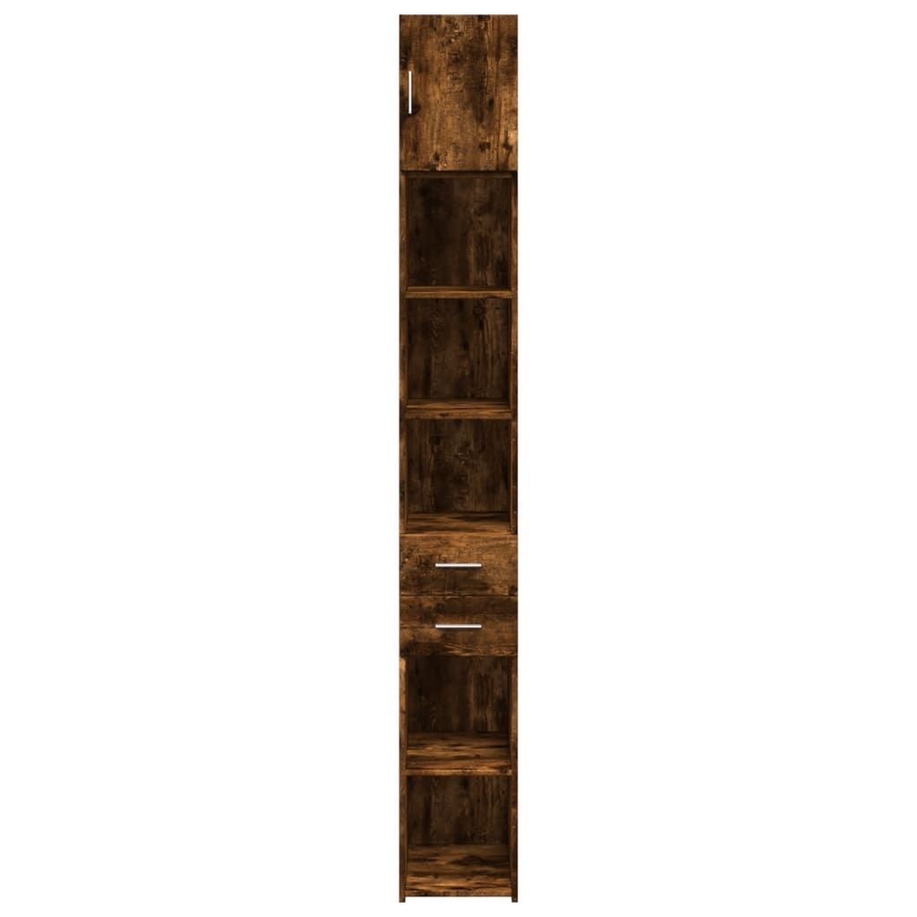 Slim Storage Cabinet Smoked Oak 30x42,5x225 cm Engineered Wood