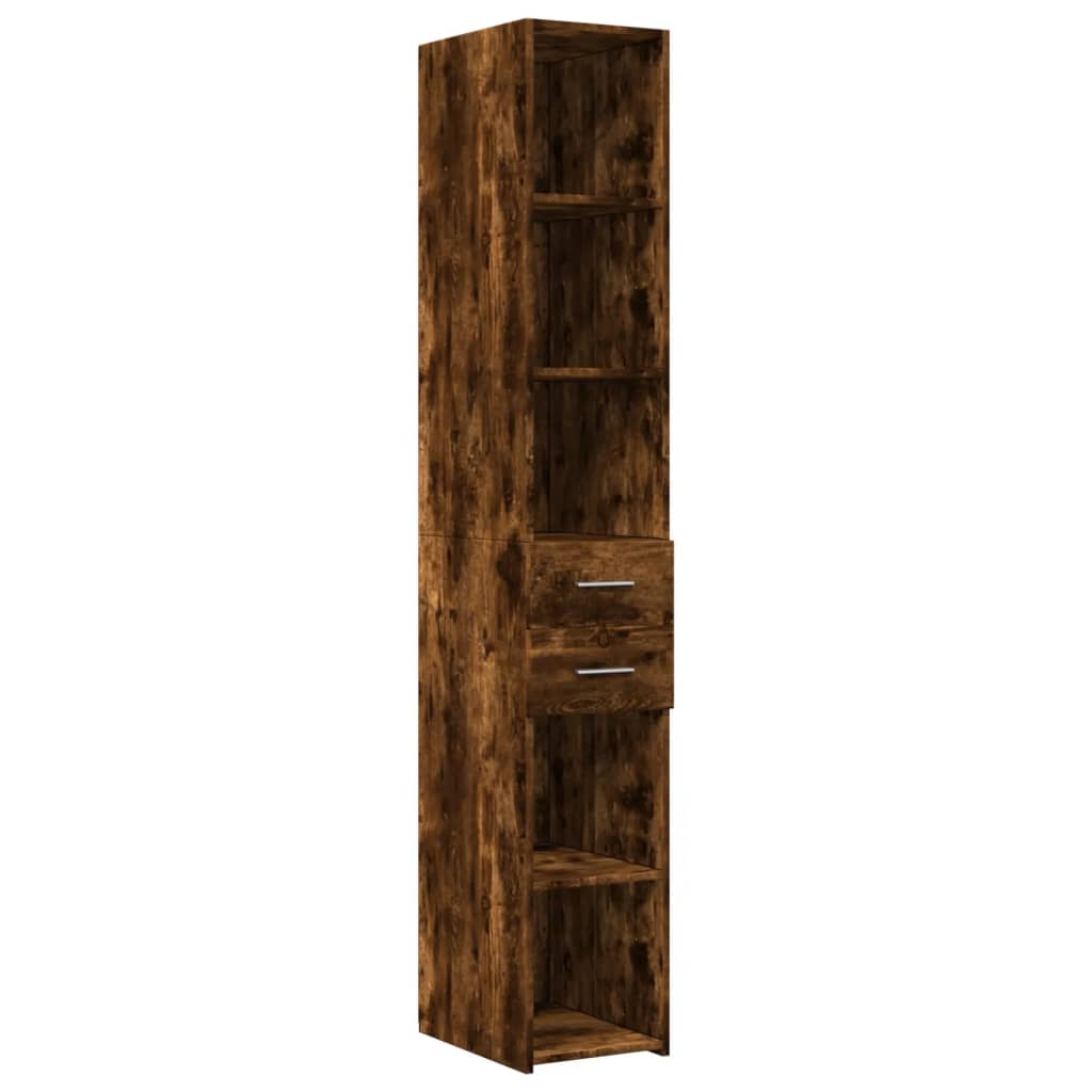 Slim Storage Cabinet Smoked Oak 30x42,5x225 cm Engineered Wood