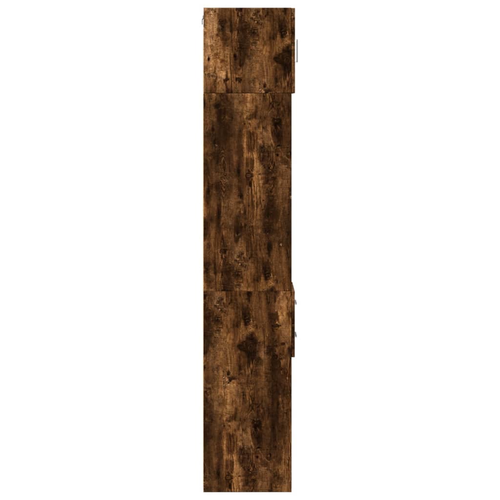 Slim Storage Cabinet Smoked Oak 30x42,5x225 cm Engineered Wood