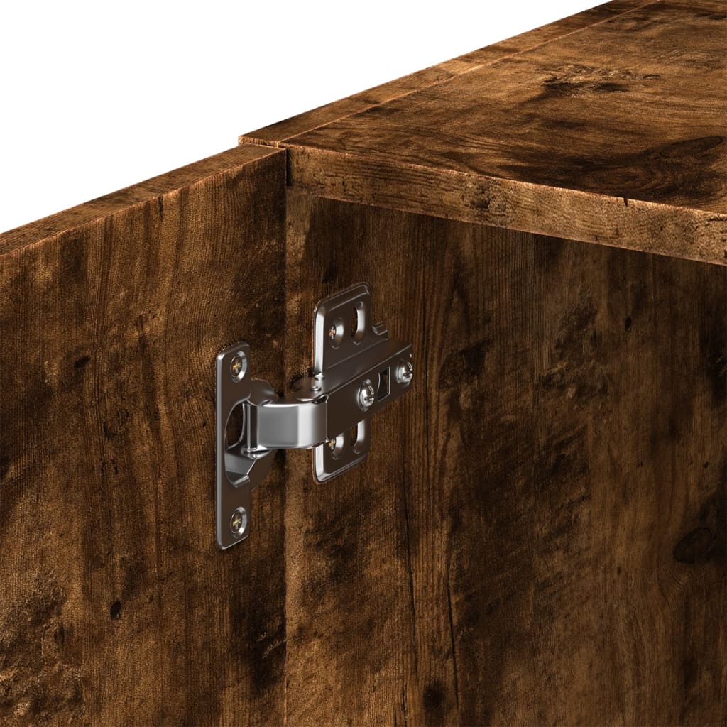 Slim Storage Cabinet Smoked Oak 30x42,5x225 cm Engineered Wood