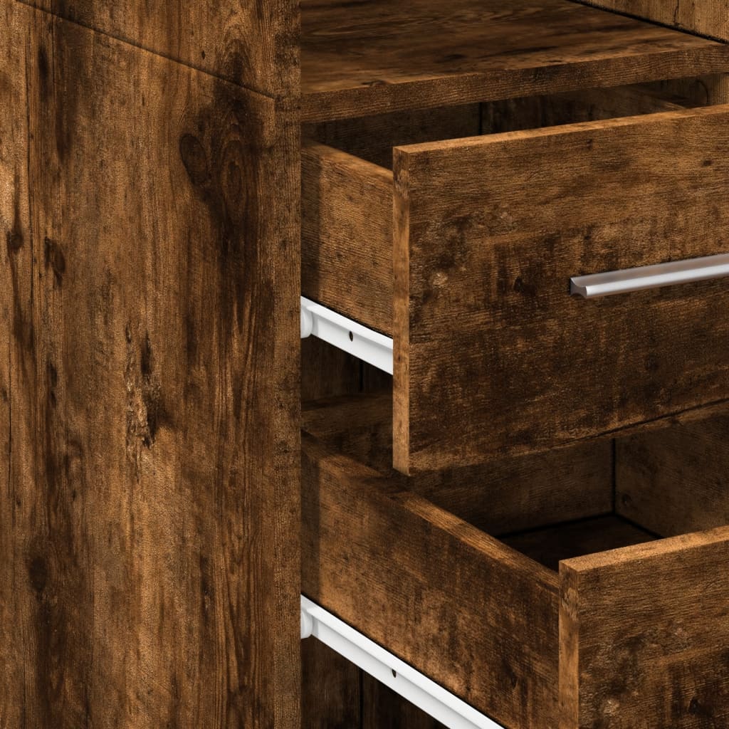 Slim Storage Cabinet Smoked Oak 30x42,5x225 cm Engineered Wood