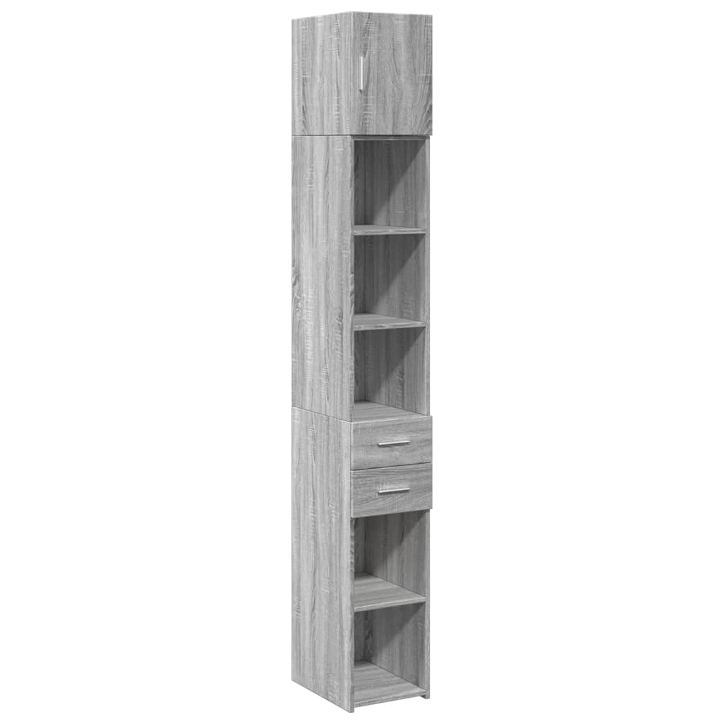 Slim Storage Cabinet Grey Sonoma 30x42,5x225 cm Engineered Wood
