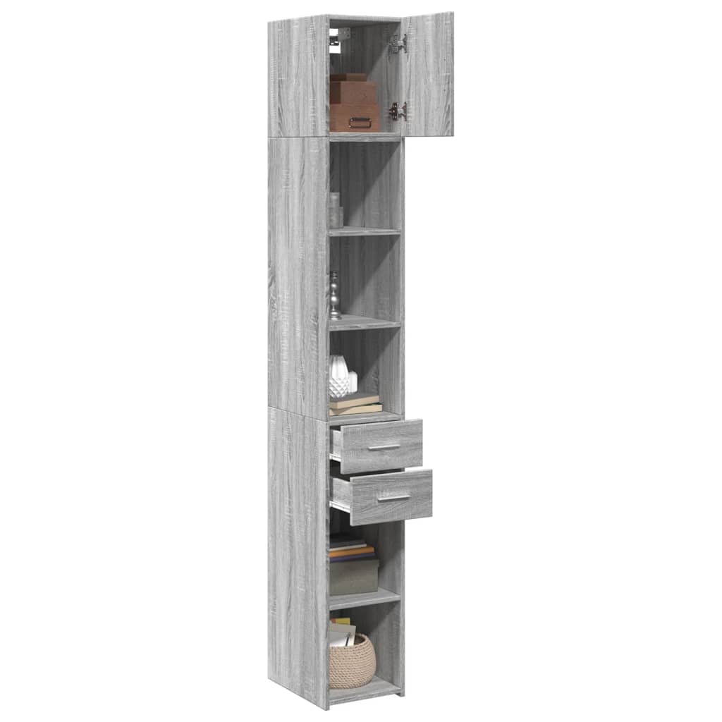 Slim Storage Cabinet Grey Sonoma 30x42,5x225 cm Engineered Wood