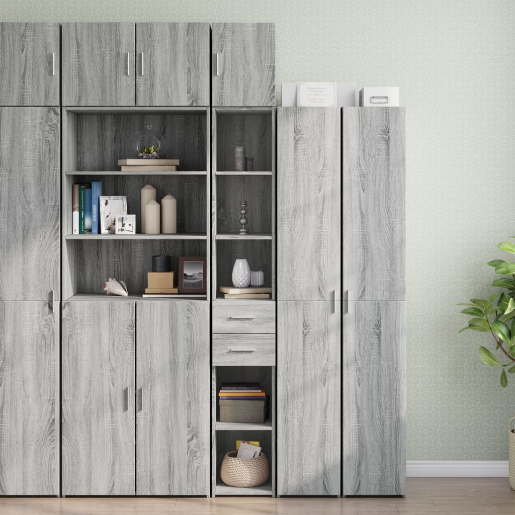 Slim Storage Cabinet Grey Sonoma 30x42,5x225 cm Engineered Wood