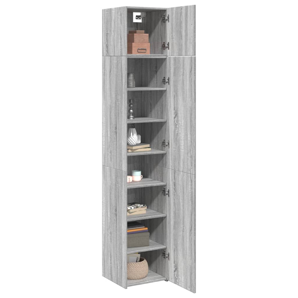 Slim Storage Cabinet Grey Sonoma 40x42.5x225 cm Engineered Wood