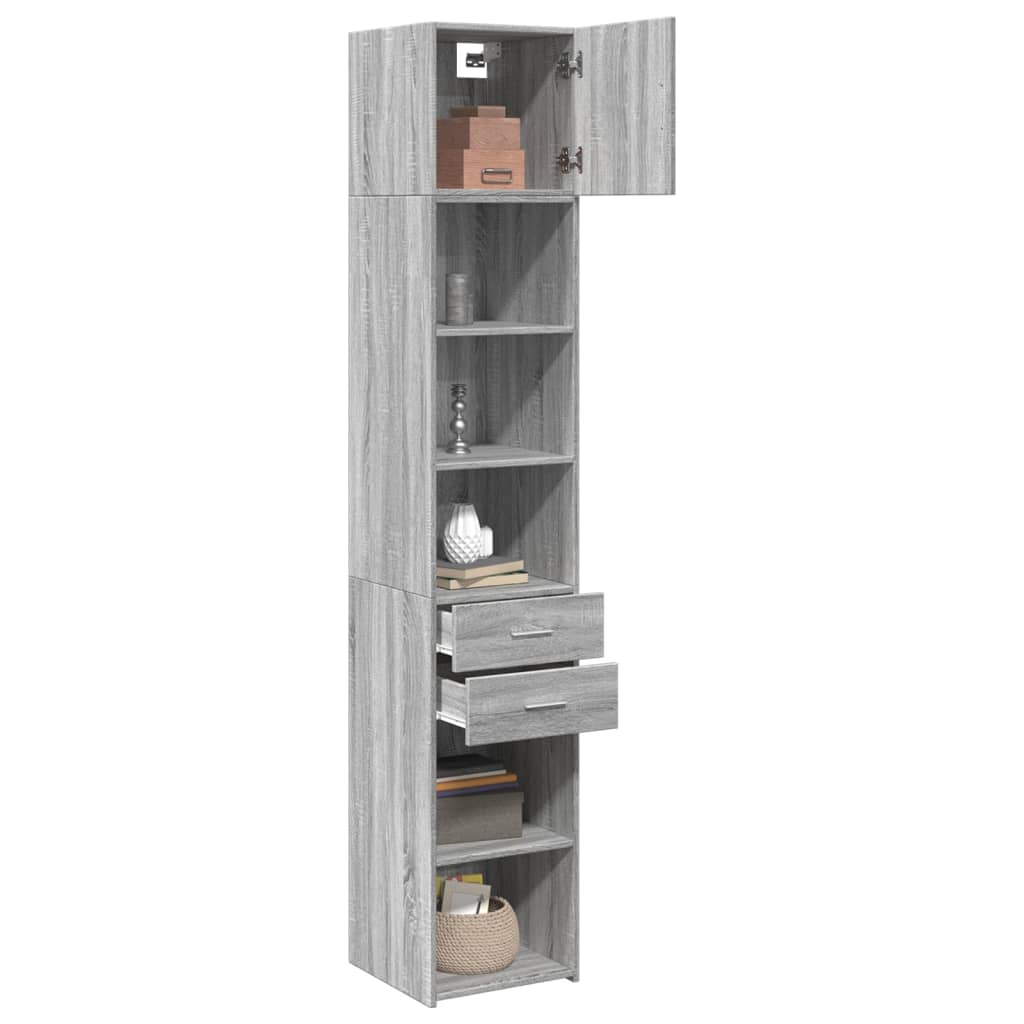 Slim Storage Cabinet Grey Sonoma 40x42,5x225 cm Engineered Wood