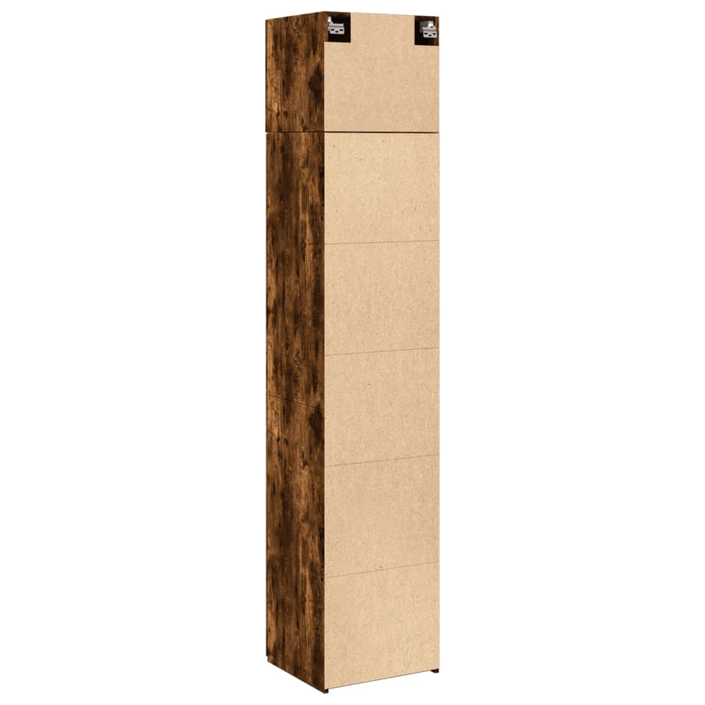 Slim Storage Cabinet Smoked Oak 45x42,5x225 cm Engineered Wood