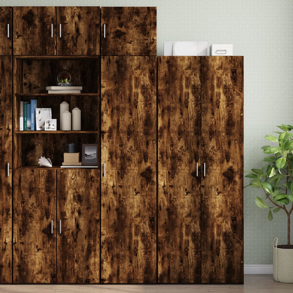 Slim Storage Cabinet Smoked Oak 45x42,5x225 cm Engineered Wood