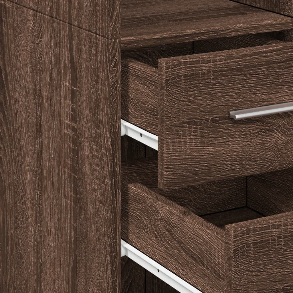 vidaXL Slim Storage Cabinet Brown Oak 45x42.5x225 cm Engineered Wood