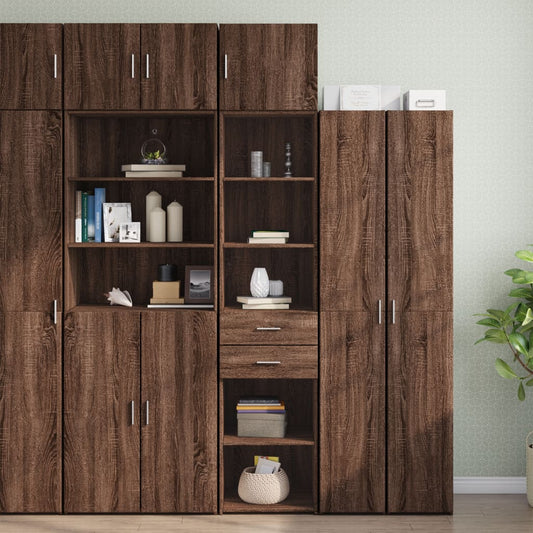 vidaXL Slim Storage Cabinet Brown Oak 45x42.5x225 cm Engineered Wood