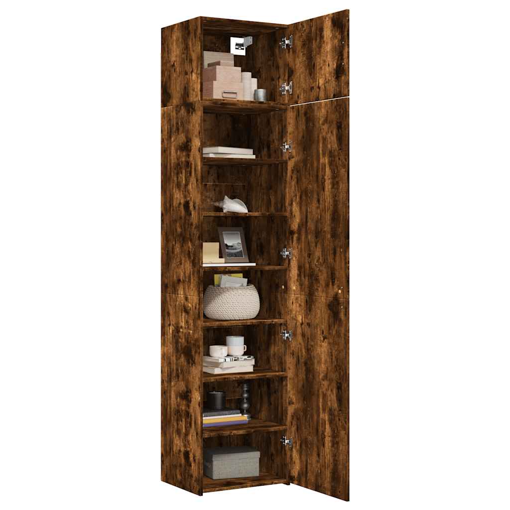 Slim Storage Cabinet Smoked Oak 50x42,5x225 cm Engineered Wood