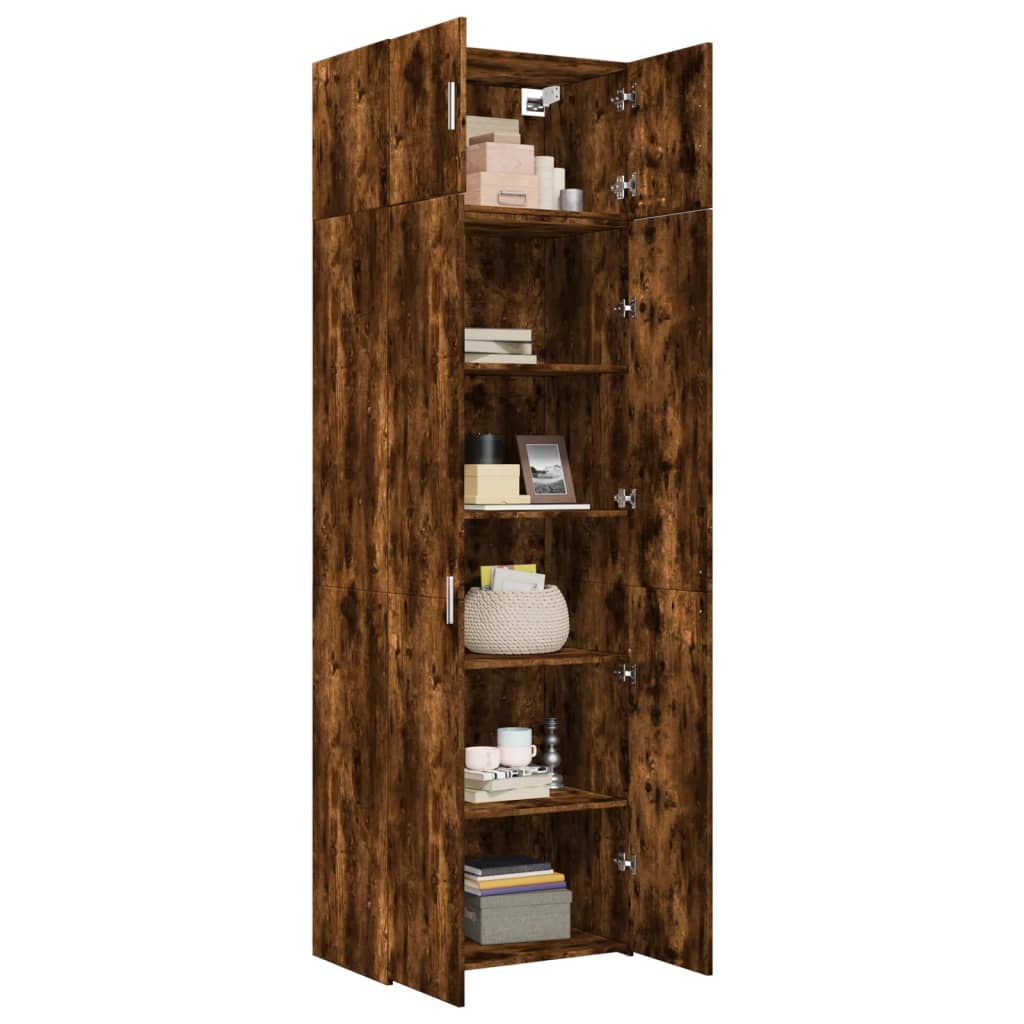 vidaXL Storage Cabinet Smoked Oak 70x42.5x225 cm Engineered Wood