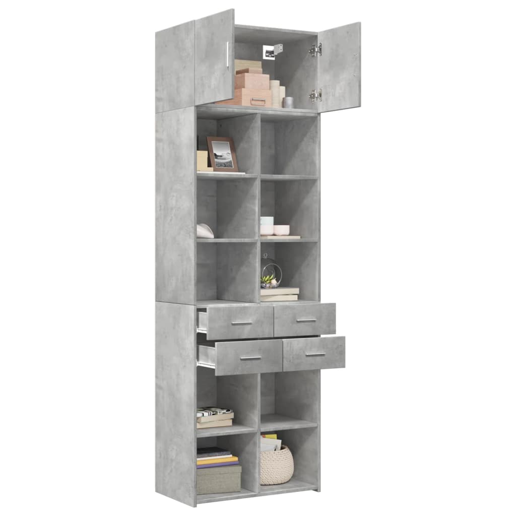 vidaXL Storage Cabinet Concrete Grey 70x42.5x225 cm Engineered Wood