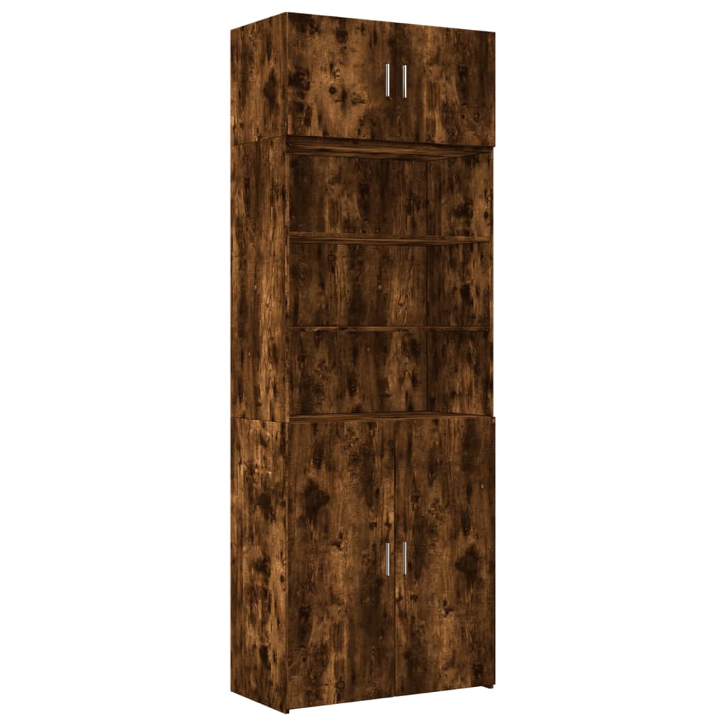 vidaXL Storage Cabinet Smoked Oak 80x42.5x225 cm Engineered Wood