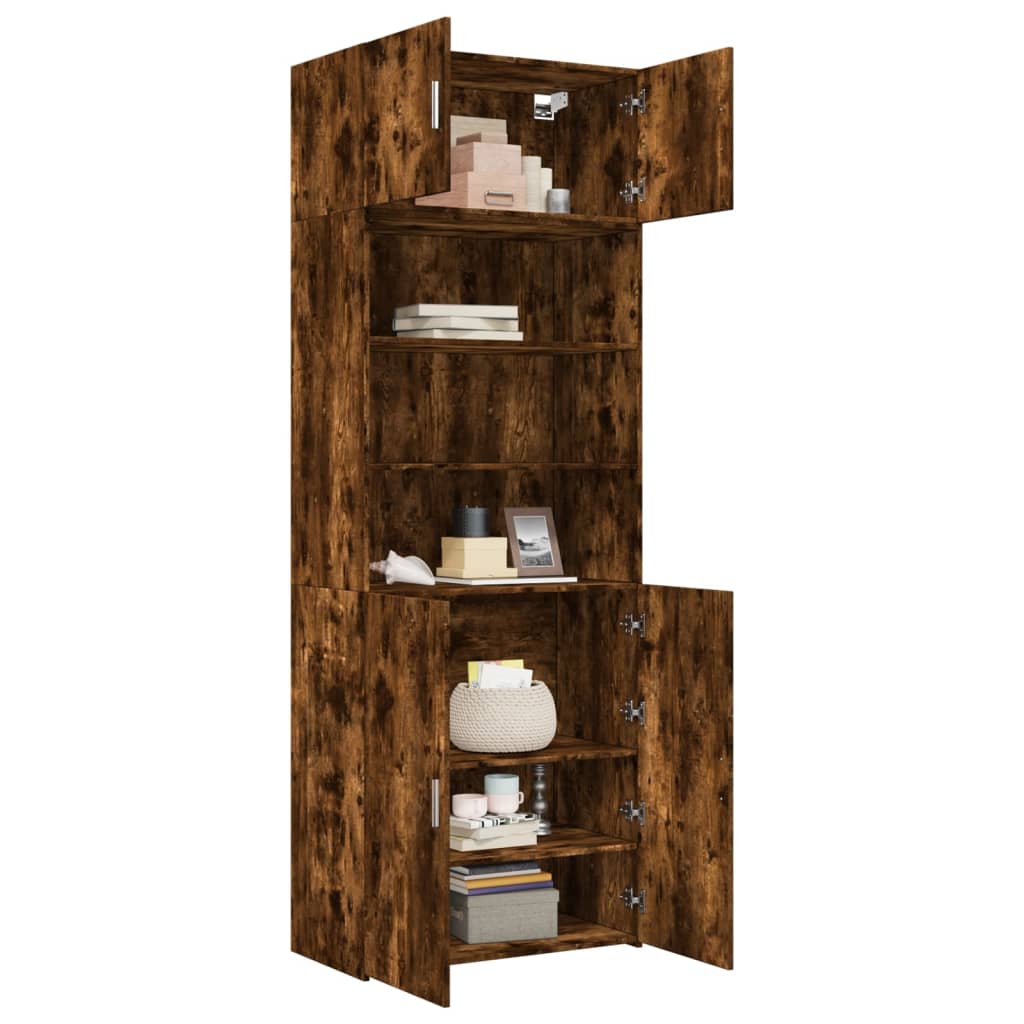 vidaXL Storage Cabinet Smoked Oak 80x42.5x225 cm Engineered Wood