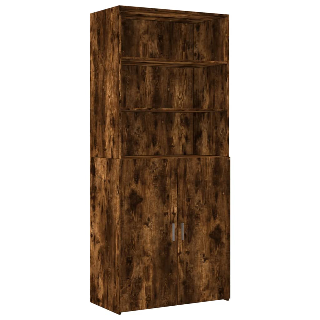 vidaXL Storage Cabinet Smoked Oak 80x42.5x225 cm Engineered Wood