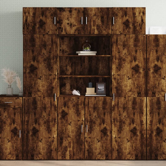 vidaXL Storage Cabinet Smoked Oak 80x42.5x225 cm Engineered Wood