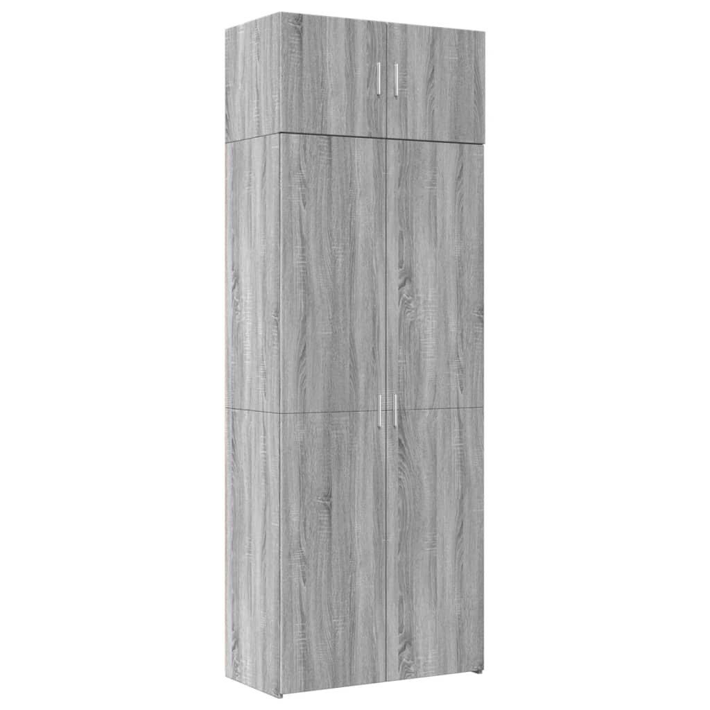 Storage Cabinet Grey Sonoma 80x42.5x225 cm Engineered Wood