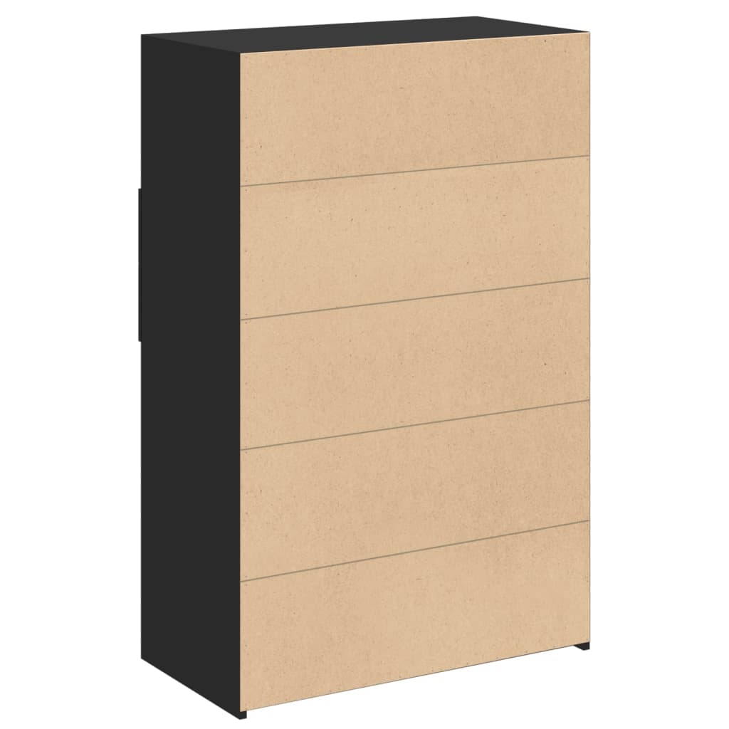 Highboard | Black | Engineered wood | 124 cm tall, 80 cm wide | Highboard