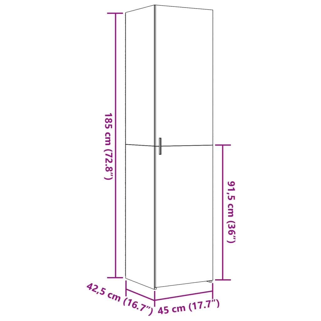 vidaXL Highboard White 45x42.5x185 cm Engineered Wood