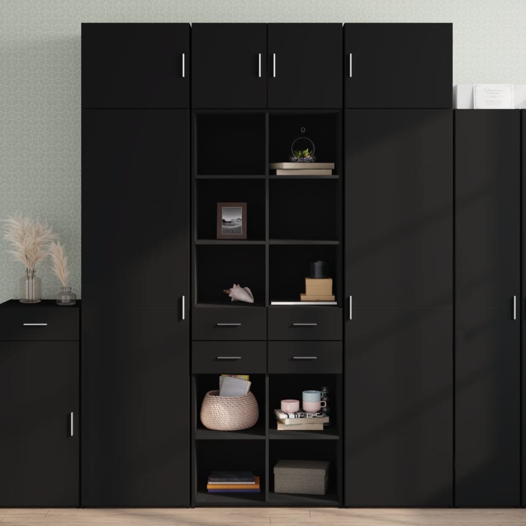Highboard | Black | Engineered Wood | Large | Highboard | Rectangular