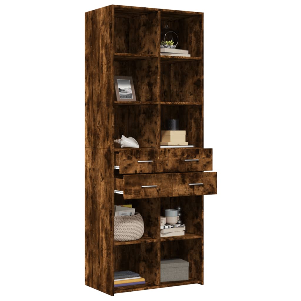 Highboard Smoked Oak 70x42.5x185 cm Engineered Wood