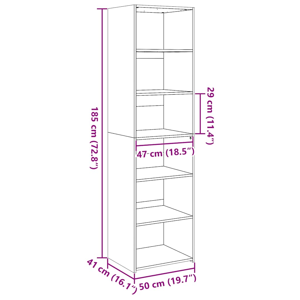 Highboard Concrete Grey 50x41x185 cm Engineered Wood