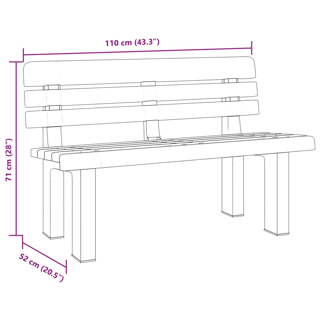 vidaXL Garden Bench White 110x52x71 cm Polypropylene