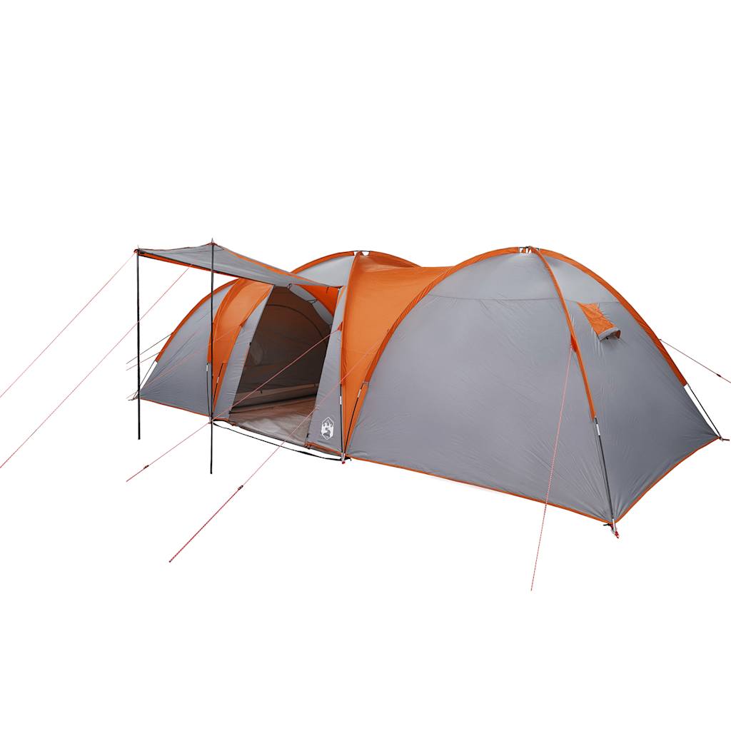 vidaXL Family Tent Dome 8-Person Grey and Orange Waterproof