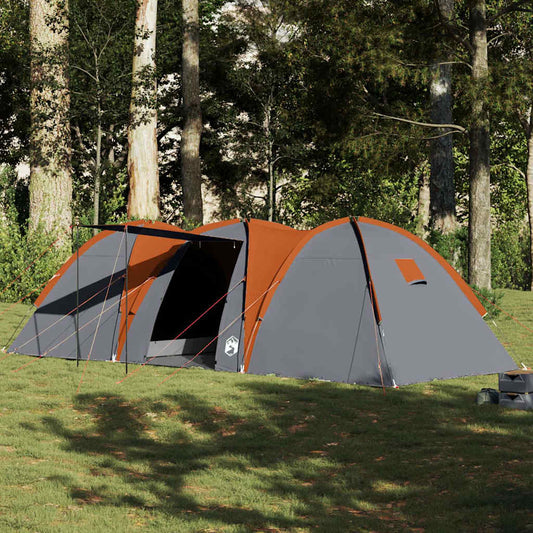 vidaXL Family Tent Dome 8-Person Grey and Orange Waterproof