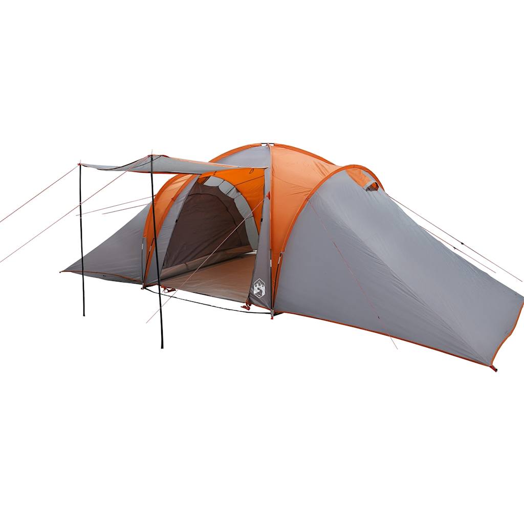 vidaXL Family Tent Dome 6-Person Grey and Orange Waterproof