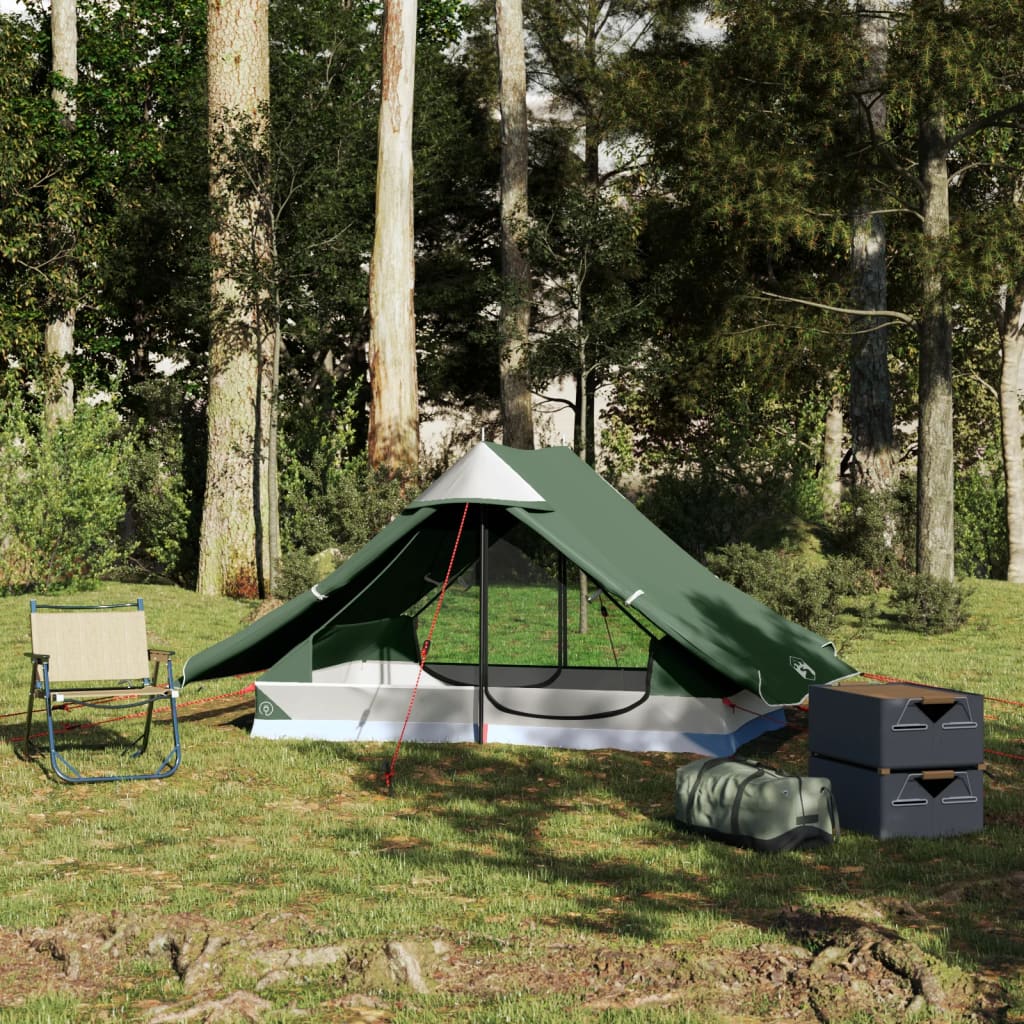 vidaXL Camping Tent 2-Person Green Waterproof