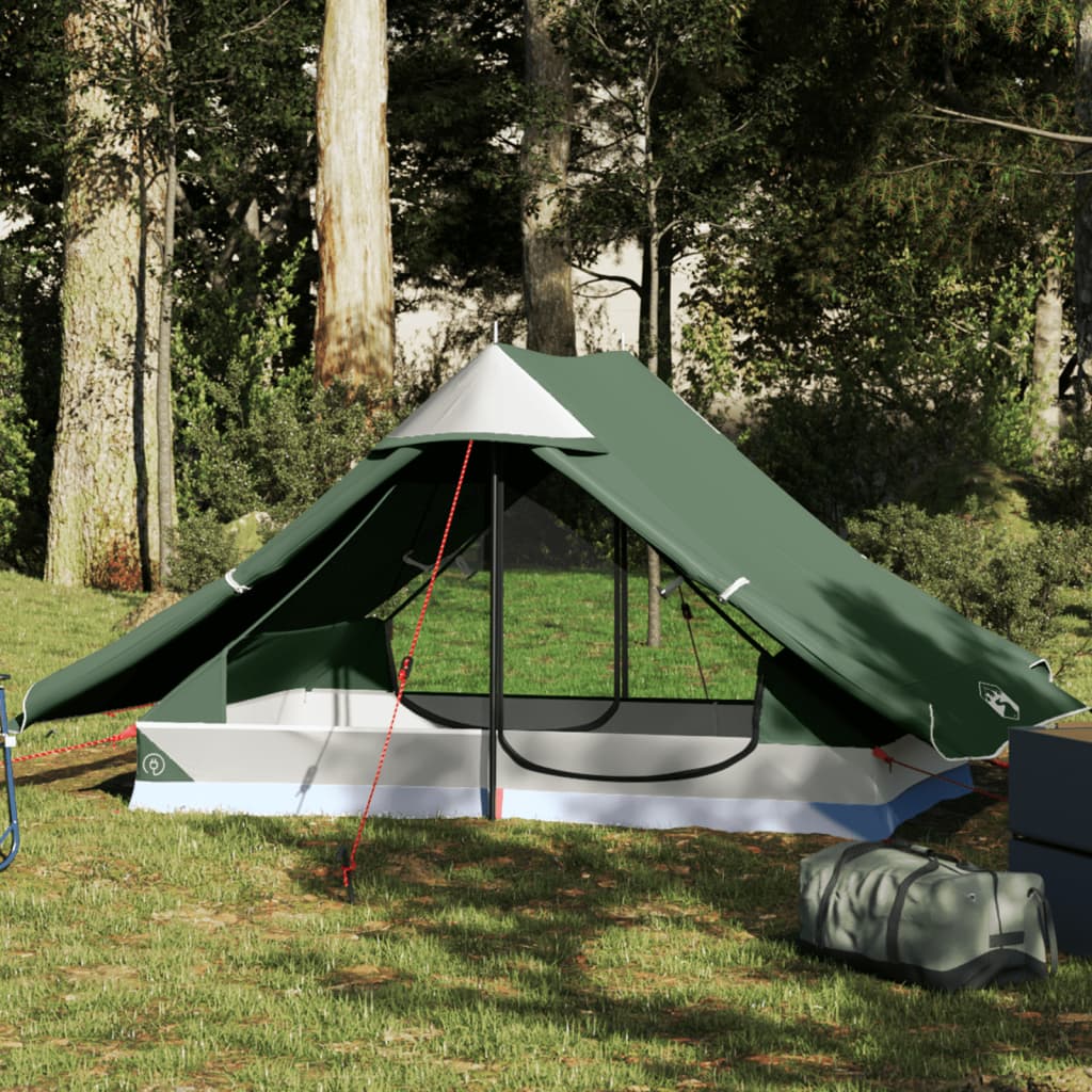 vidaXL Camping Tent 2-Person Green Waterproof