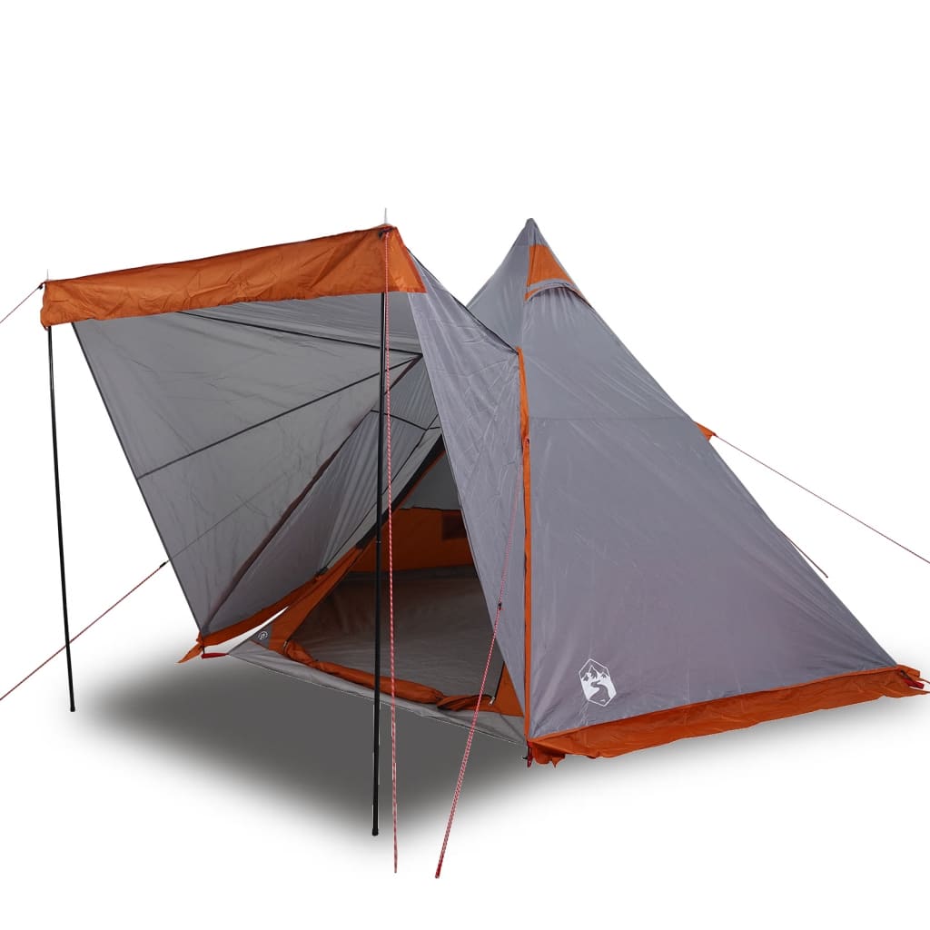 vidaXL Family Tent Tipi 6-Person Grey and orange Waterproof