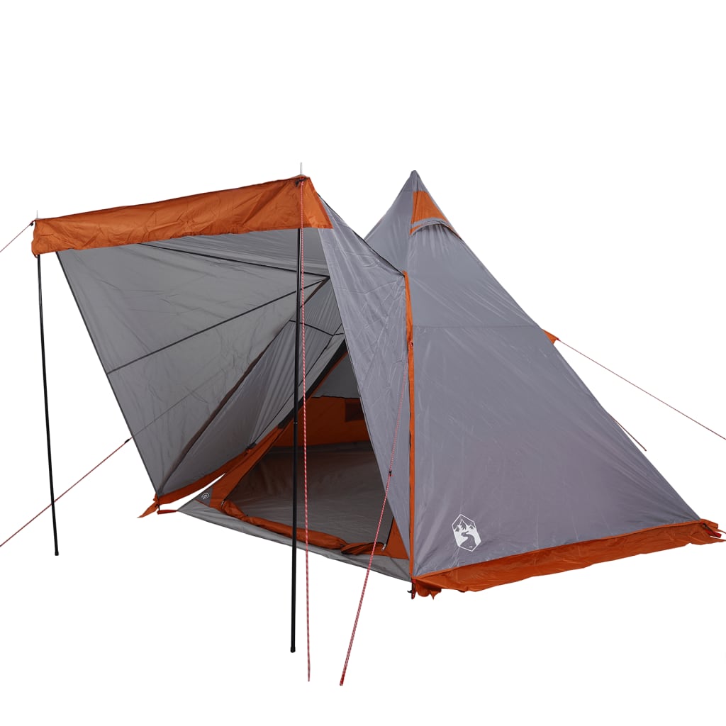 vidaXL Family Tent Tipi 6-Person Grey and orange Waterproof